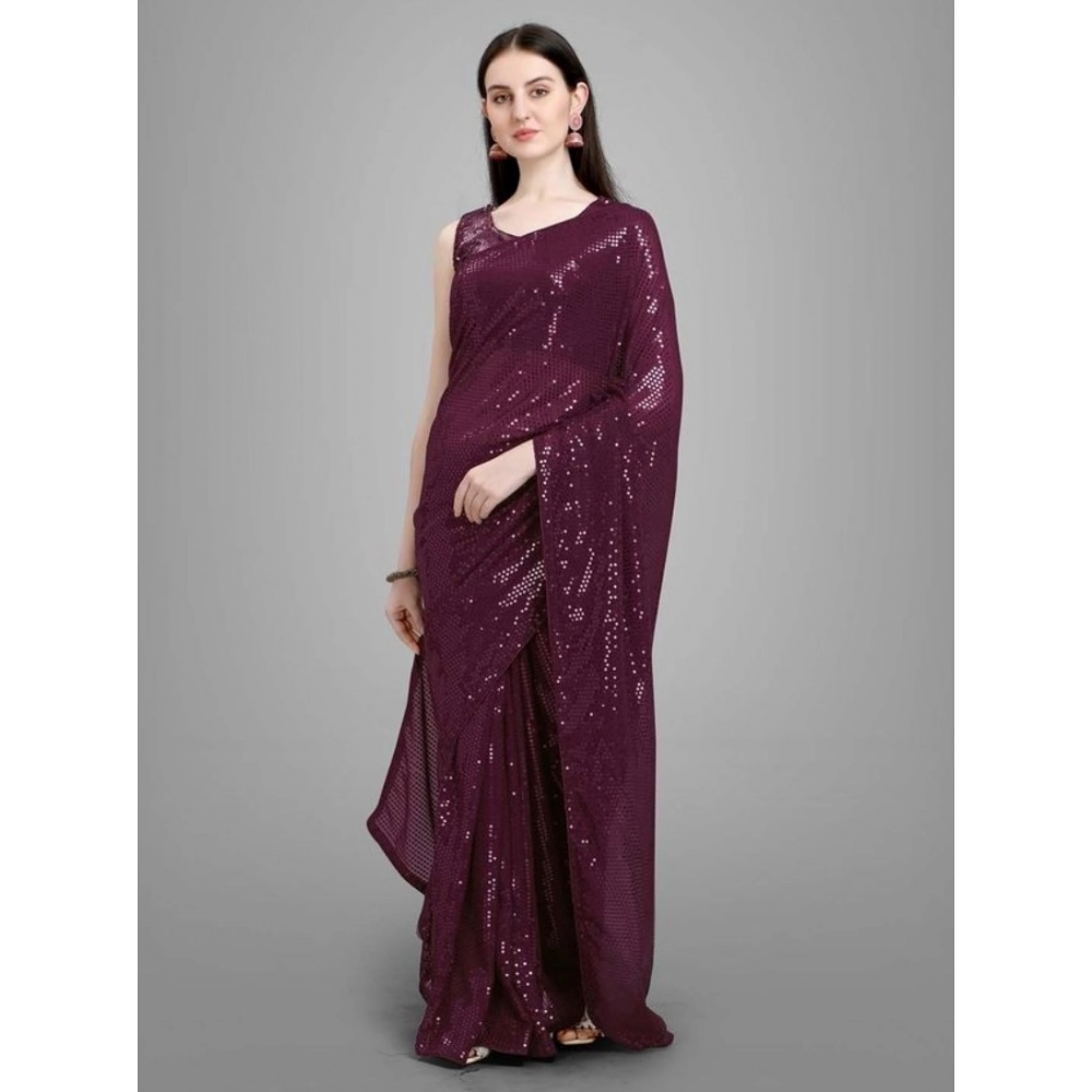 generic women's georgette embellished sequnece bollywood saree with unstitched blouse 5.5mtr (purple) generic women's georgette embellished sequnece bollywood saree with unstitched blouse 5.5mtr (purple)