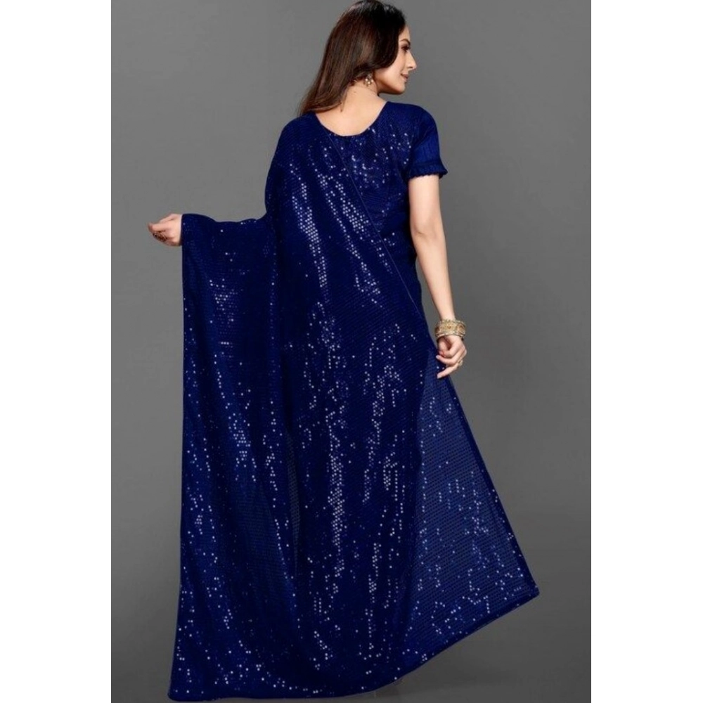 generic women's georgette embellished sequnece bollywood saree with unstitched blouse 5.5mtr (blue) generic women's georgette embellished sequnece bollywood saree with unstitched blouse 5.5mtr (blue)