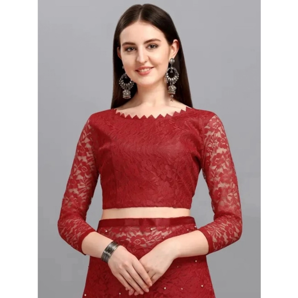 generic women's net self design saree with unstitched blouse 5.5mtr (maroon) generic women's net self design saree with unstitched blouse 5.5mtr (maroon)