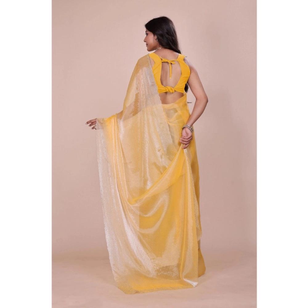 generic women's jimmy choo embellished bollywood saree with unstitched blouse 5.5mtr (yellow) generic women's jimmy choo embellished bollywood saree with unstitched blouse 5.5mtr (yellow)