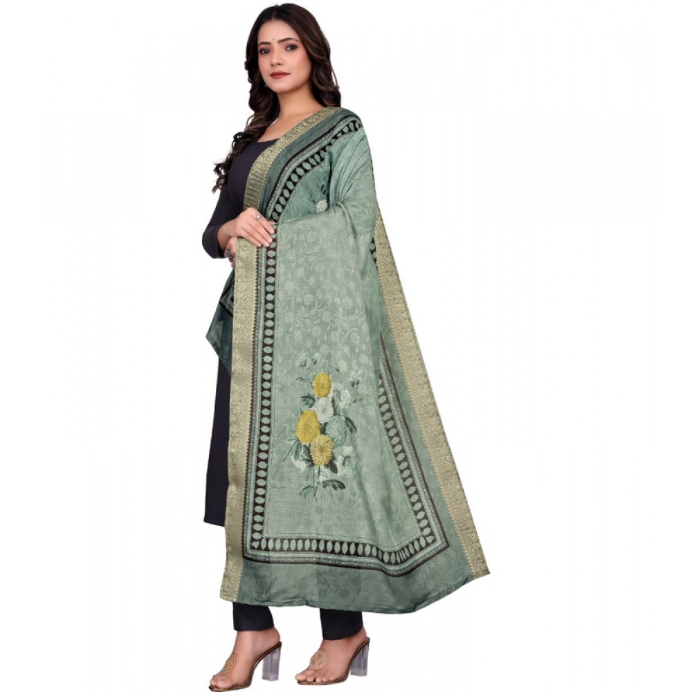 generic women's chanderi silk printed dupatta (green, length: 2 mtr) generic women's chanderi silk printed dupatta (green, length: 2 mtr)
