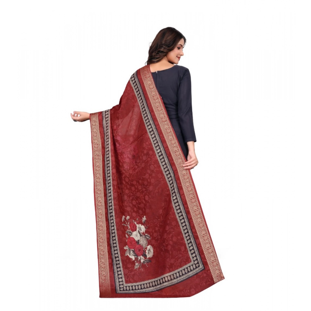 generic women's chanderi silk printed dupatta (maroon, length: 2 mtr) generic women's chanderi silk printed dupatta (maroon, length: 2 mtr)