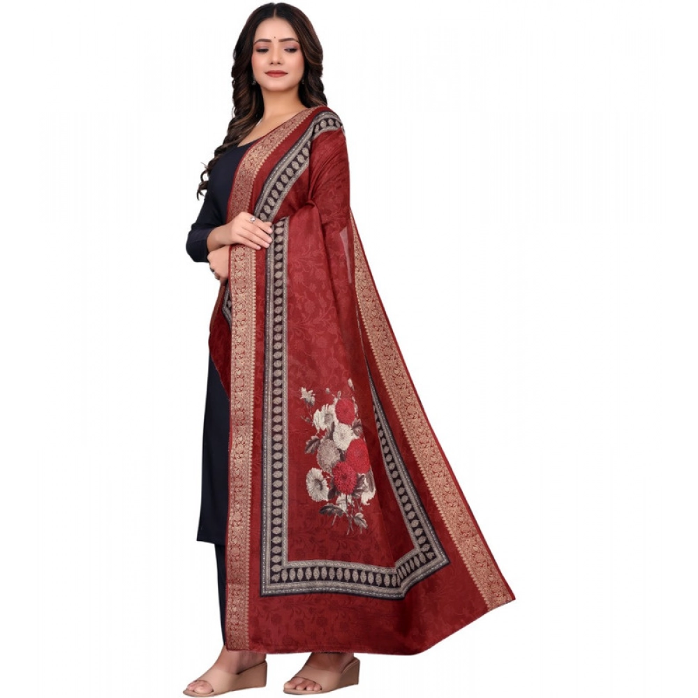 generic women's chanderi silk printed dupatta (maroon, length: 2 mtr) generic women's chanderi silk printed dupatta (maroon, length: 2 mtr)