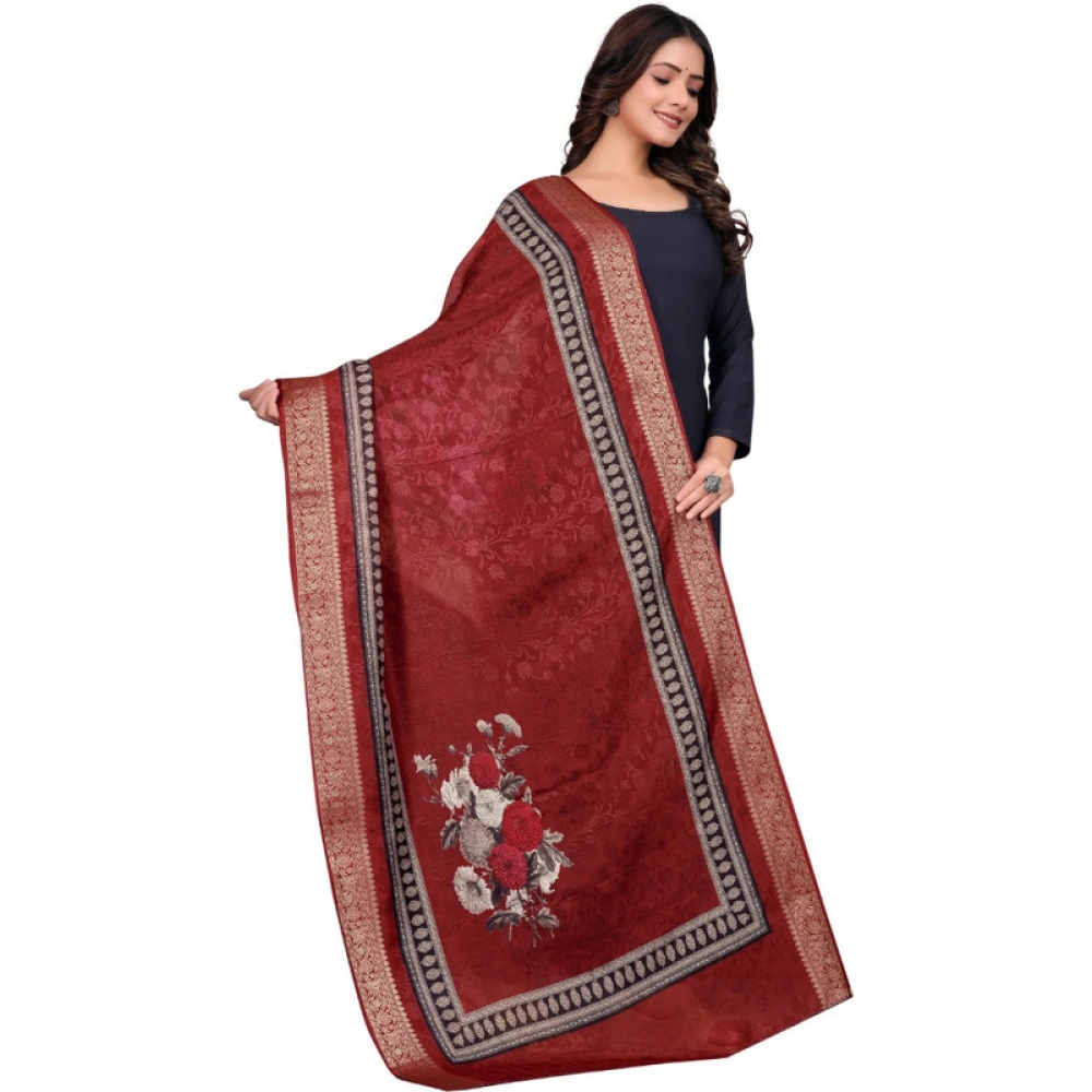 generic women's chanderi silk printed dupatta (maroon, length: 2 mtr) generic women's chanderi silk printed dupatta (maroon, length: 2 mtr)