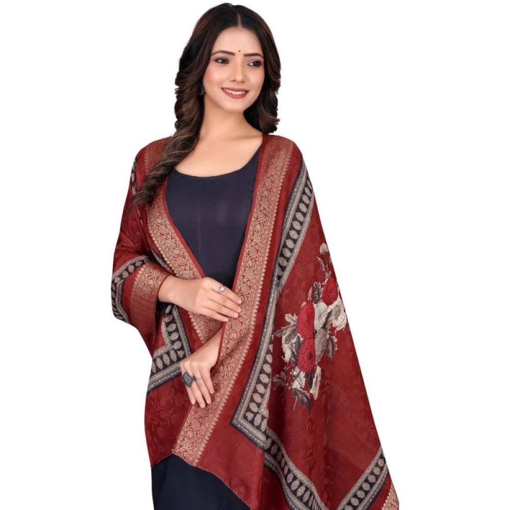 generic women's chanderi silk printed dupatta (maroon, length: 2 mtr) generic women's chanderi silk printed dupatta (maroon, length: 2 mtr)