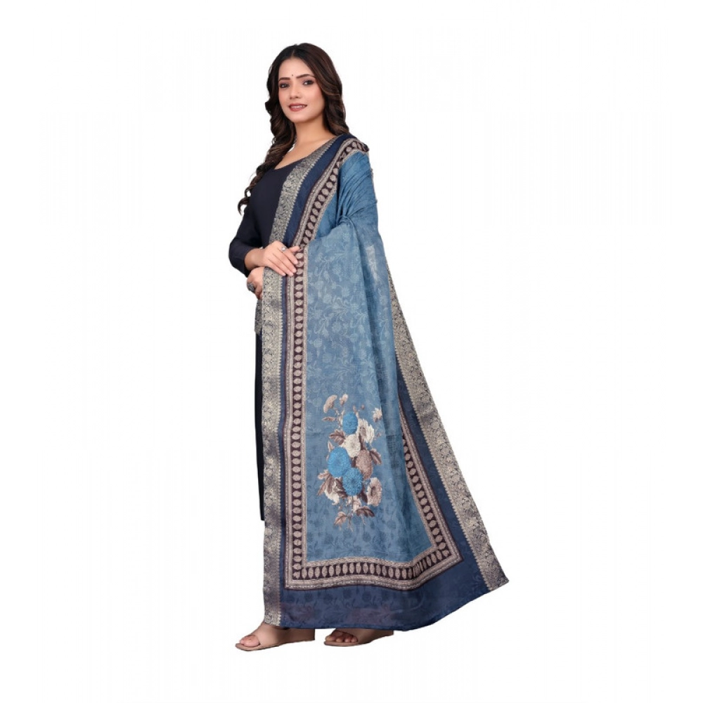 generic women's chanderi silk printed dupatta (navy blue, length: 2 mtr) generic women's chanderi silk printed dupatta (navy blue, length: 2 mtr)