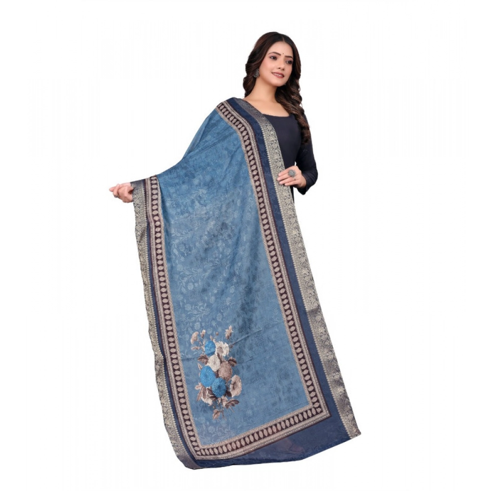 generic women's chanderi silk printed dupatta (navy blue, length: 2 mtr) generic women's chanderi silk printed dupatta (navy blue, length: 2 mtr)