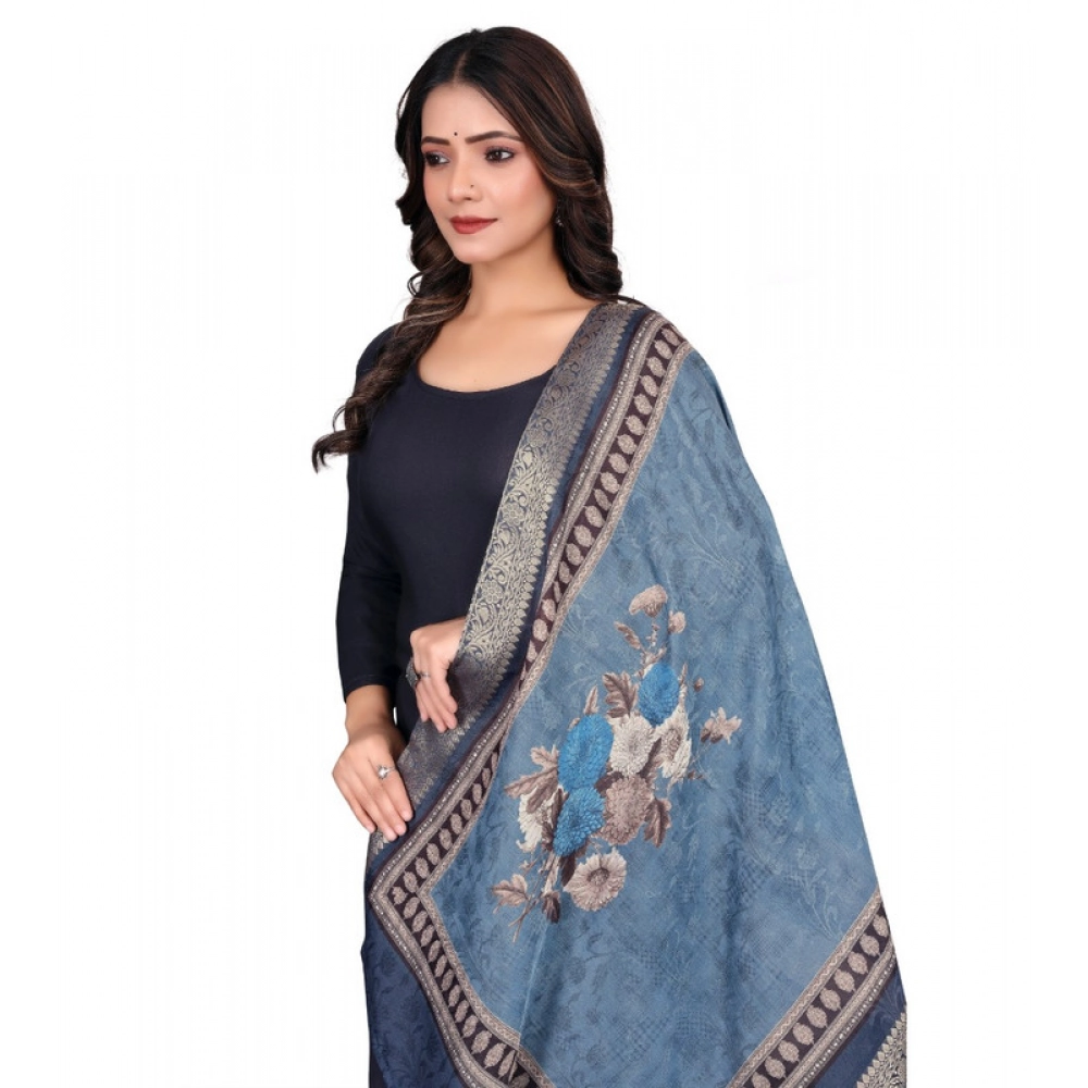 generic women's chanderi silk printed dupatta (navy blue, length: 2 mtr) generic women's chanderi silk printed dupatta (navy blue, length: 2 mtr)