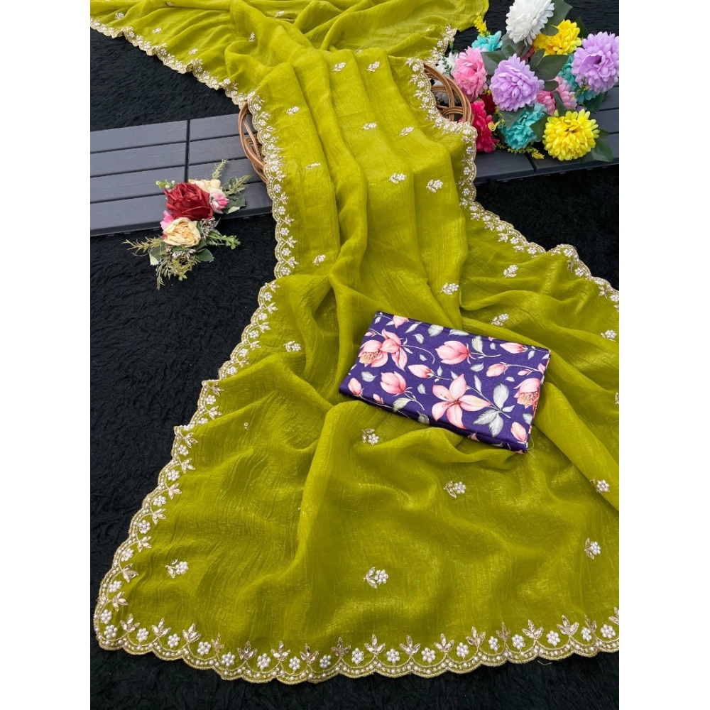 generic women's stone work soft silk saree with unstitched blouse (green, 5 6 mtrs) generic women's stone work soft silk saree with unstitched blouse (green, 5 6 mtrs)