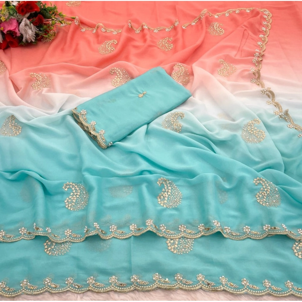 generic women's digital printed geogette saree with unstitched blouse (blue, 5 6 mtrs) generic women's digital printed geogette saree with unstitched blouse (blue, 5 6 mtrs)