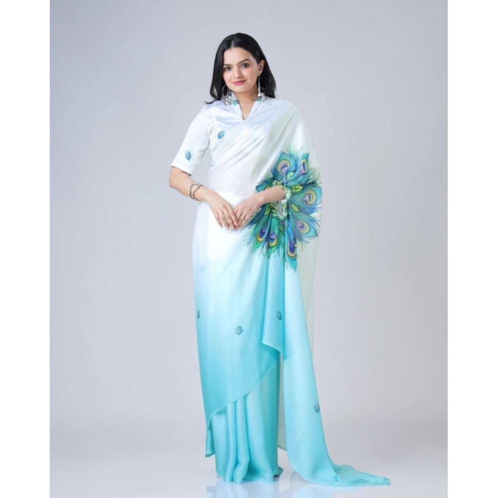 generic women's soft crepe silk printed ready to wear saree with unstitched blouse 5.5mtr (sky blue) generic women's soft crepe silk printed ready to wear saree with unstitched blouse 5.5mtr (sky blue)