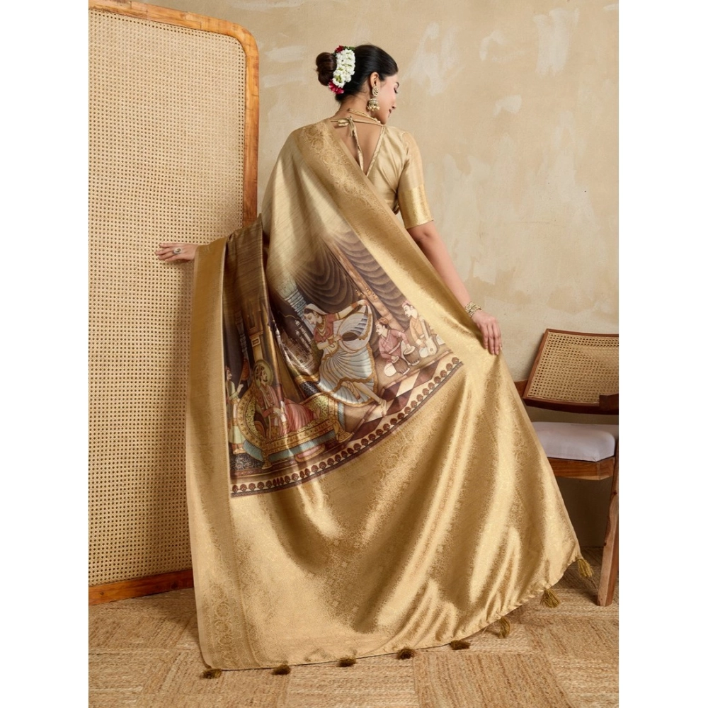 generic women's silk printed saree with unstitched blouse 5.5mtr (gold) generic women's silk printed saree with unstitched blouse 5.5mtr (gold)