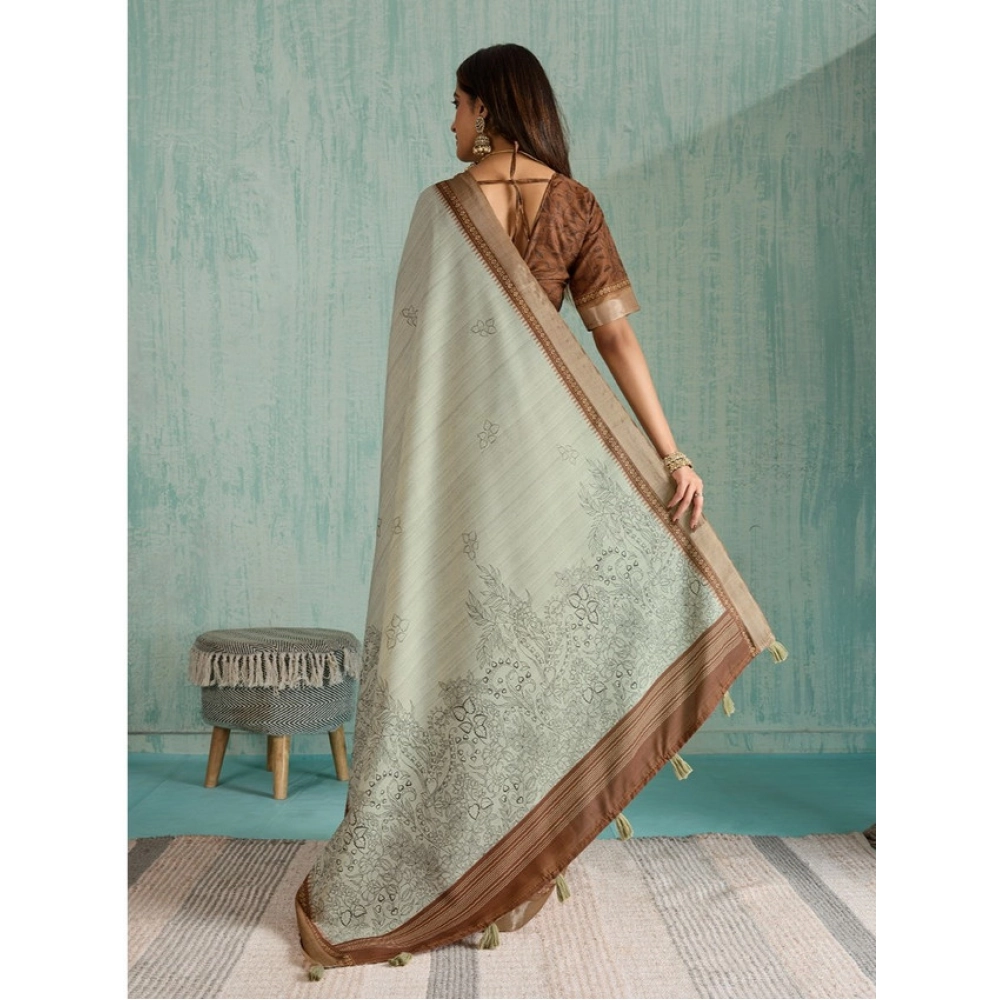 generic women's silk blend printed saree with unstitched blouse 5.5mtr (green) generic women's silk blend printed saree with unstitched blouse 5.5mtr (green)