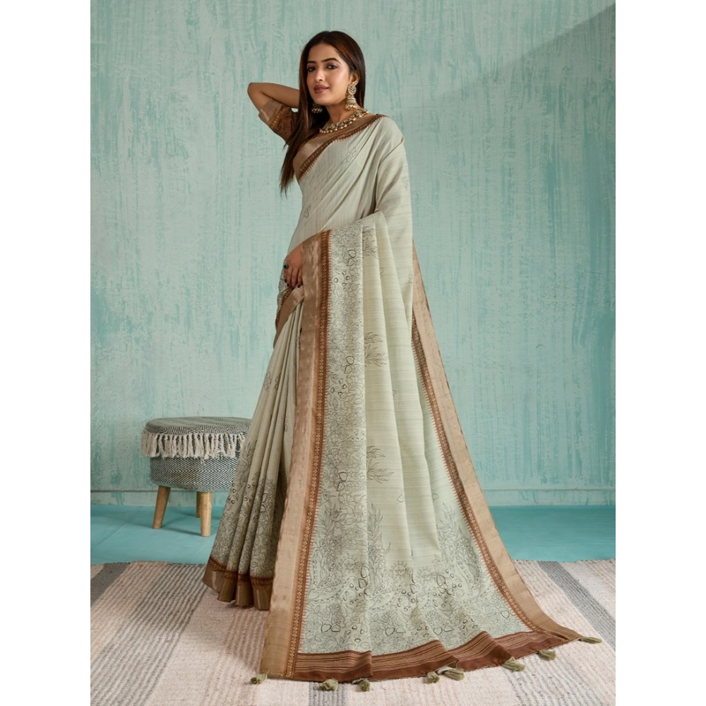 generic women's silk blend printed saree with unstitched blouse 5.5mtr (green) generic women's silk blend printed saree with unstitched blouse 5.5mtr (green)