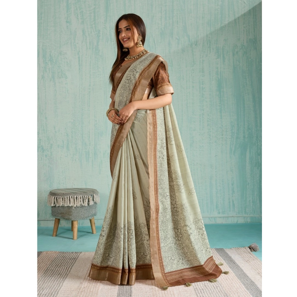 generic women's silk blend printed saree with unstitched blouse 5.5mtr (green) generic women's silk blend printed saree with unstitched blouse 5.5mtr (green)