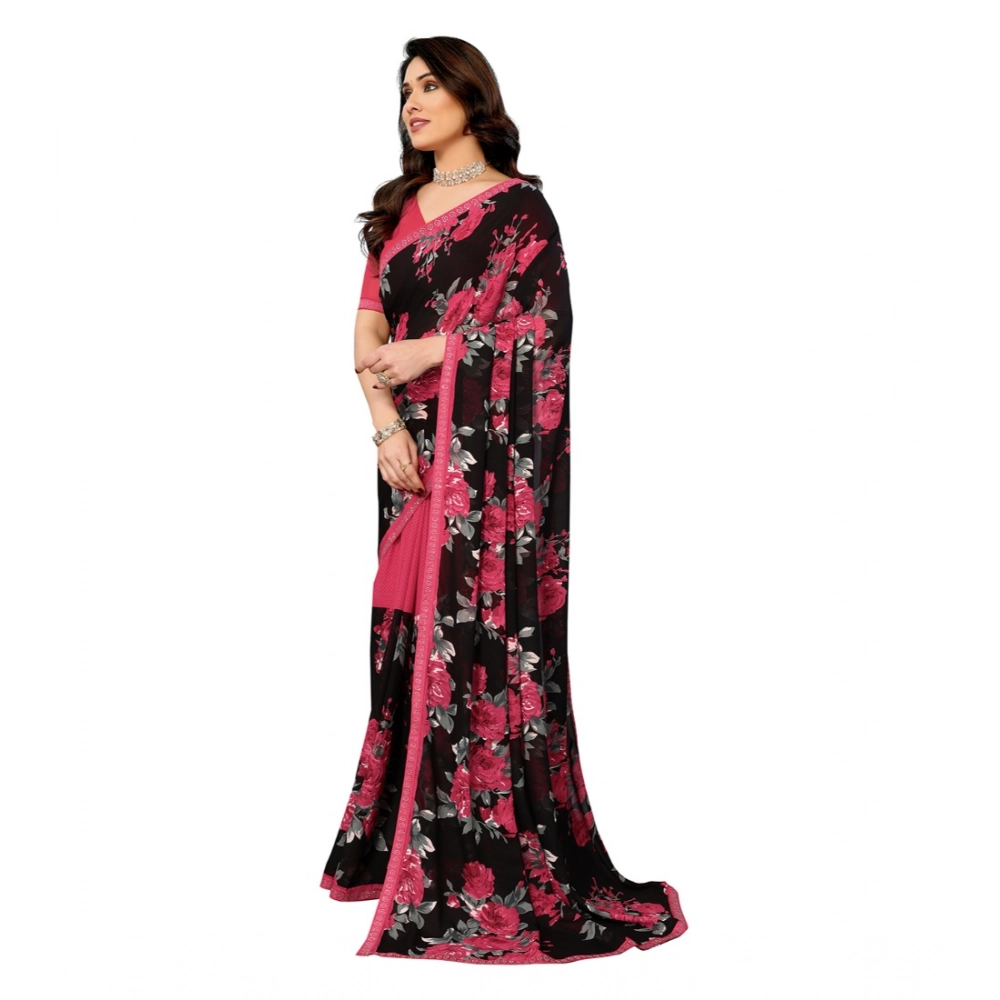 generic women's georgette printed saree with unstitched blouse 5.5mtr (pink) generic women's georgette printed saree with unstitched blouse 5.5mtr (pink)