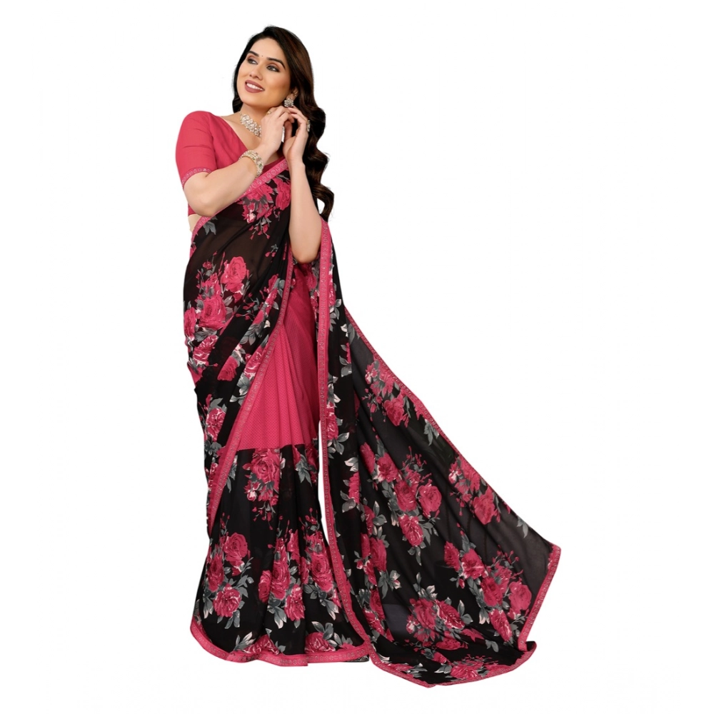 generic women's georgette printed saree with unstitched blouse 5.5mtr (pink) generic women's georgette printed saree with unstitched blouse 5.5mtr (pink)