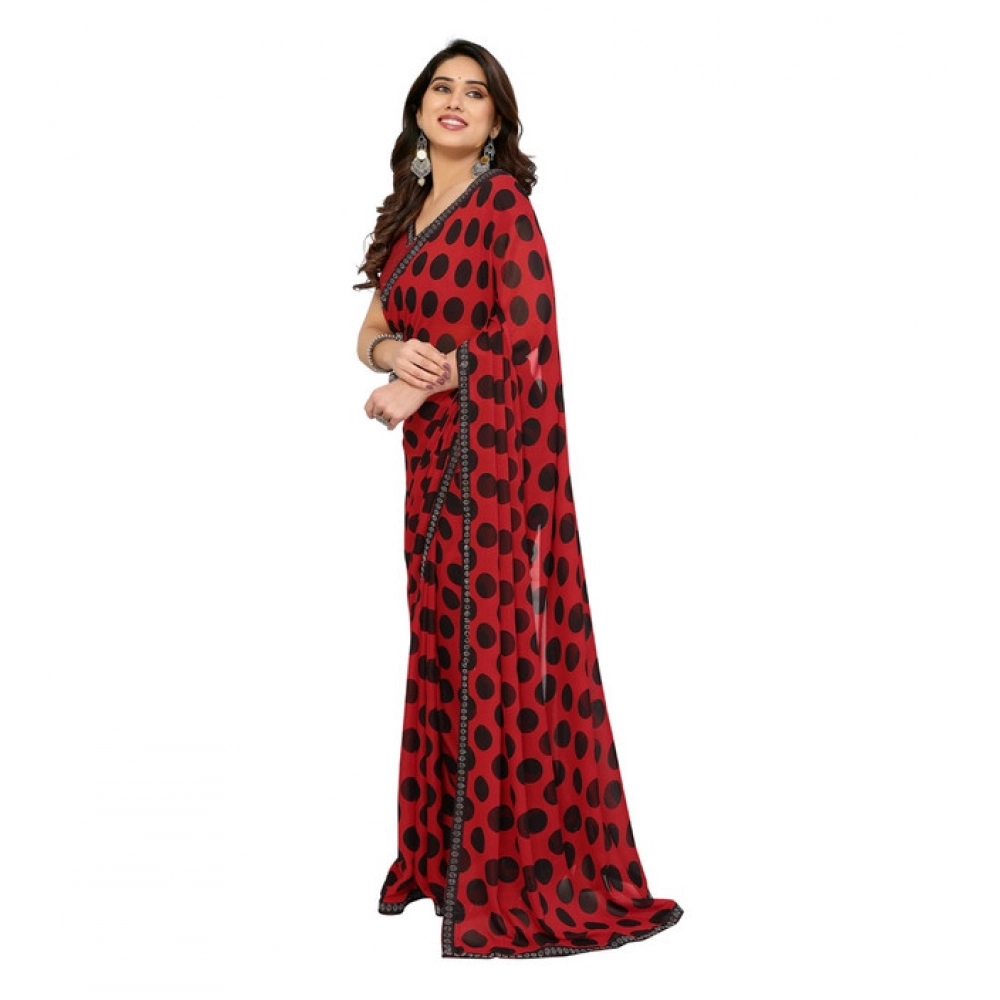 generic women's georgette printed saree with unstitched blouse 5.5mtr (red) generic women's georgette printed saree with unstitched blouse 5.5mtr (red)