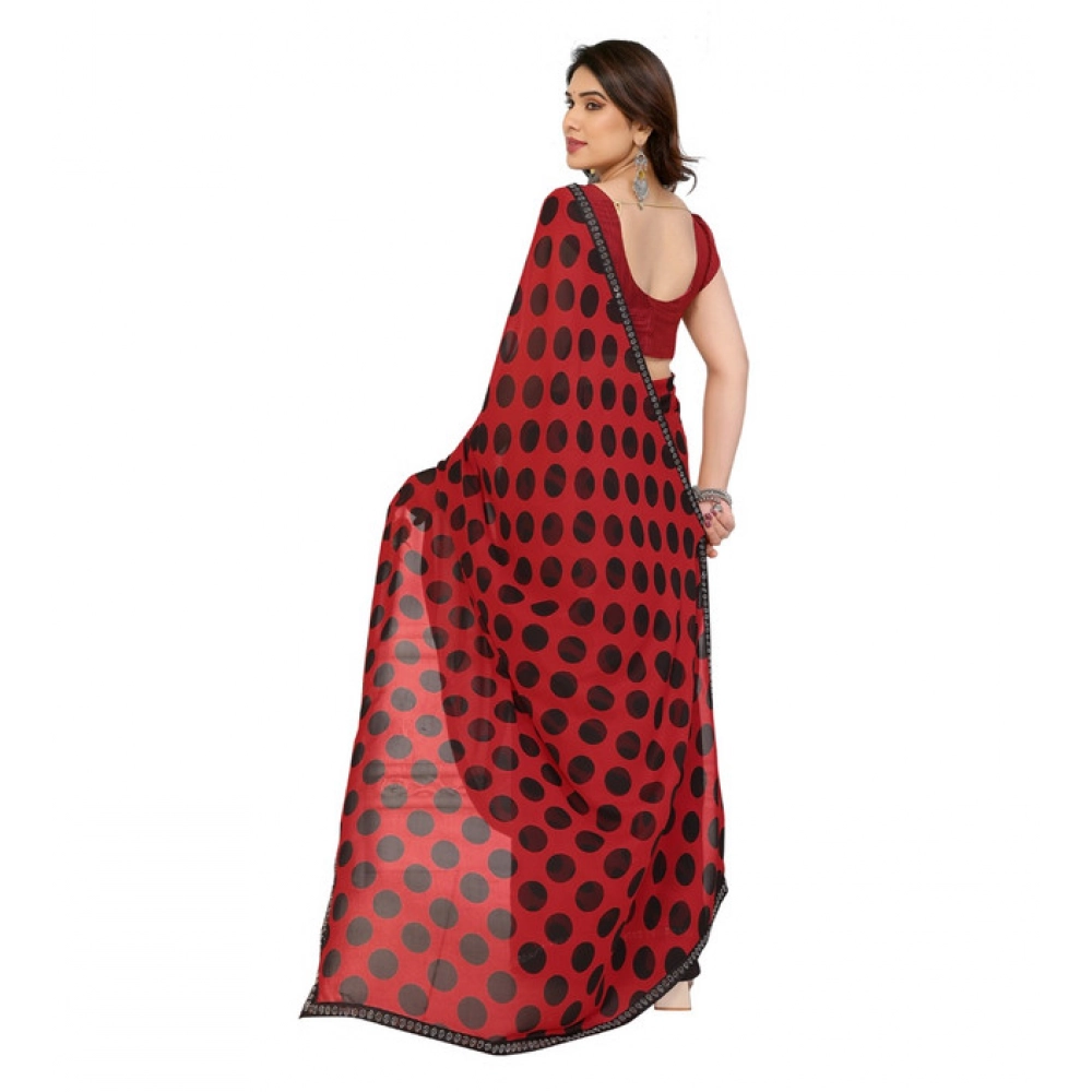 generic women's georgette printed saree with unstitched blouse 5.5mtr (red) generic women's georgette printed saree with unstitched blouse 5.5mtr (red)
