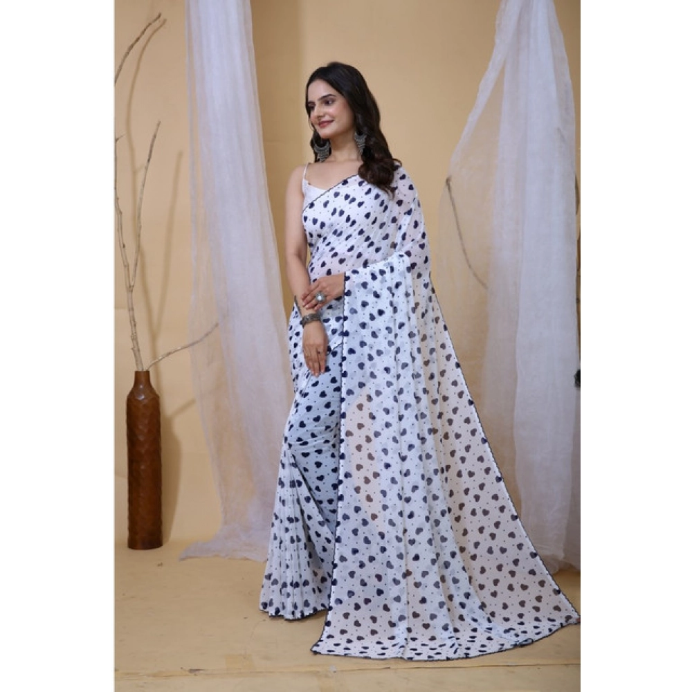 generic women's georgette printed saree with unstitched blouse 5.5mtr (white blue) generic women's georgette printed saree with unstitched blouse 5.5mtr (white blue)