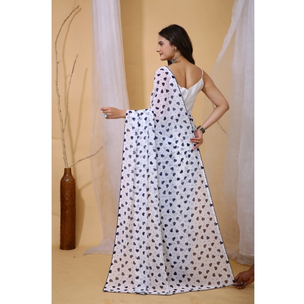 generic women's georgette printed saree with unstitched blouse 5.5mtr (white blue) generic women's georgette printed saree with unstitched blouse 5.5mtr (white blue)