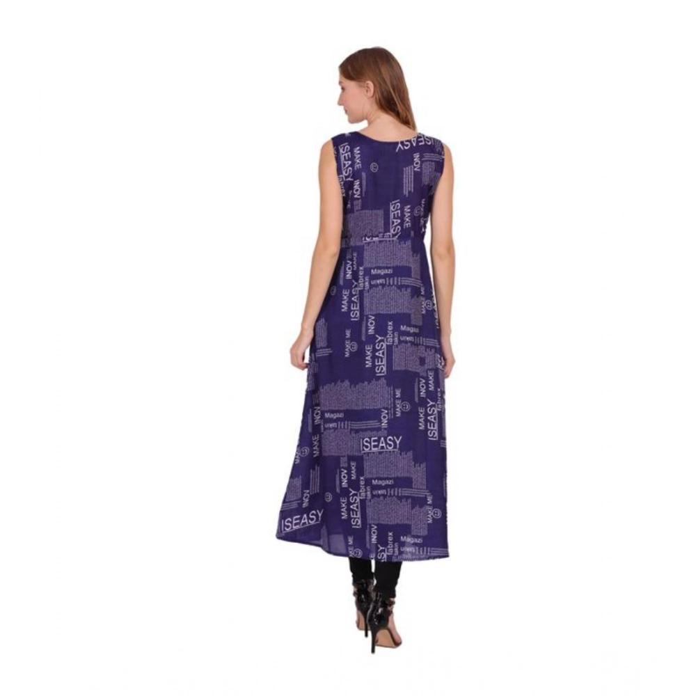 generic women's casual crepe sleeveless slit dress (navy blue) generic women's casual crepe sleeveless slit dress (navy blue)