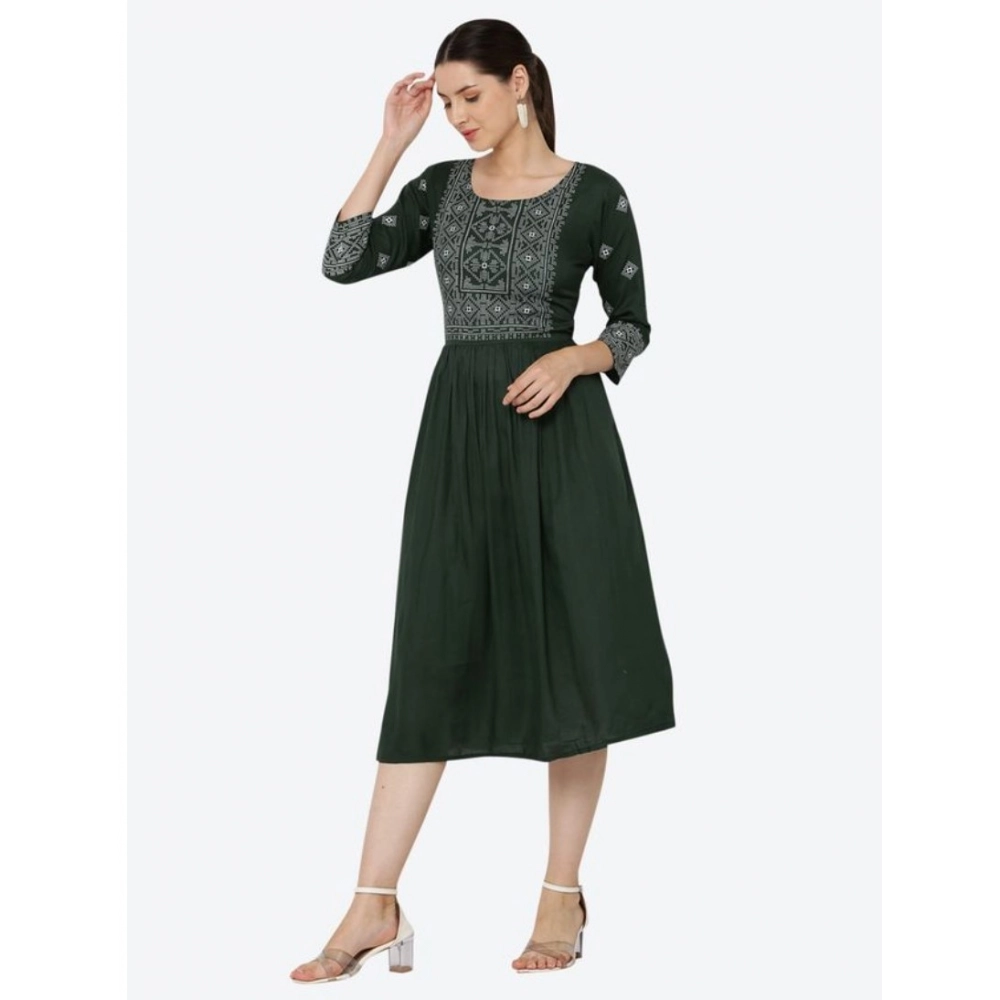 generic women's casual rayon 3 4th sleeves kurti (green) generic women's casual rayon 3 4th sleeves kurti (green)
