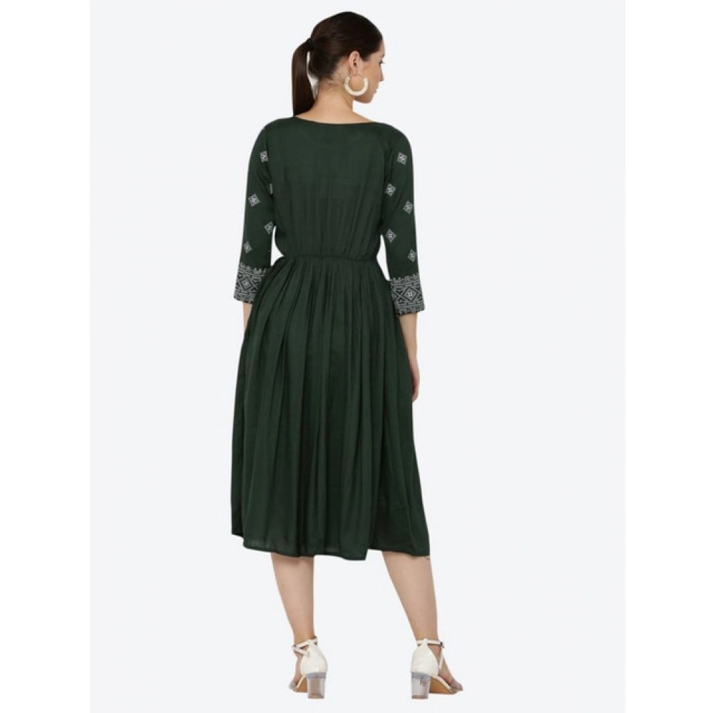 generic women's casual rayon 3 4th sleeves kurti (green) generic women's casual rayon 3 4th sleeves kurti (green)