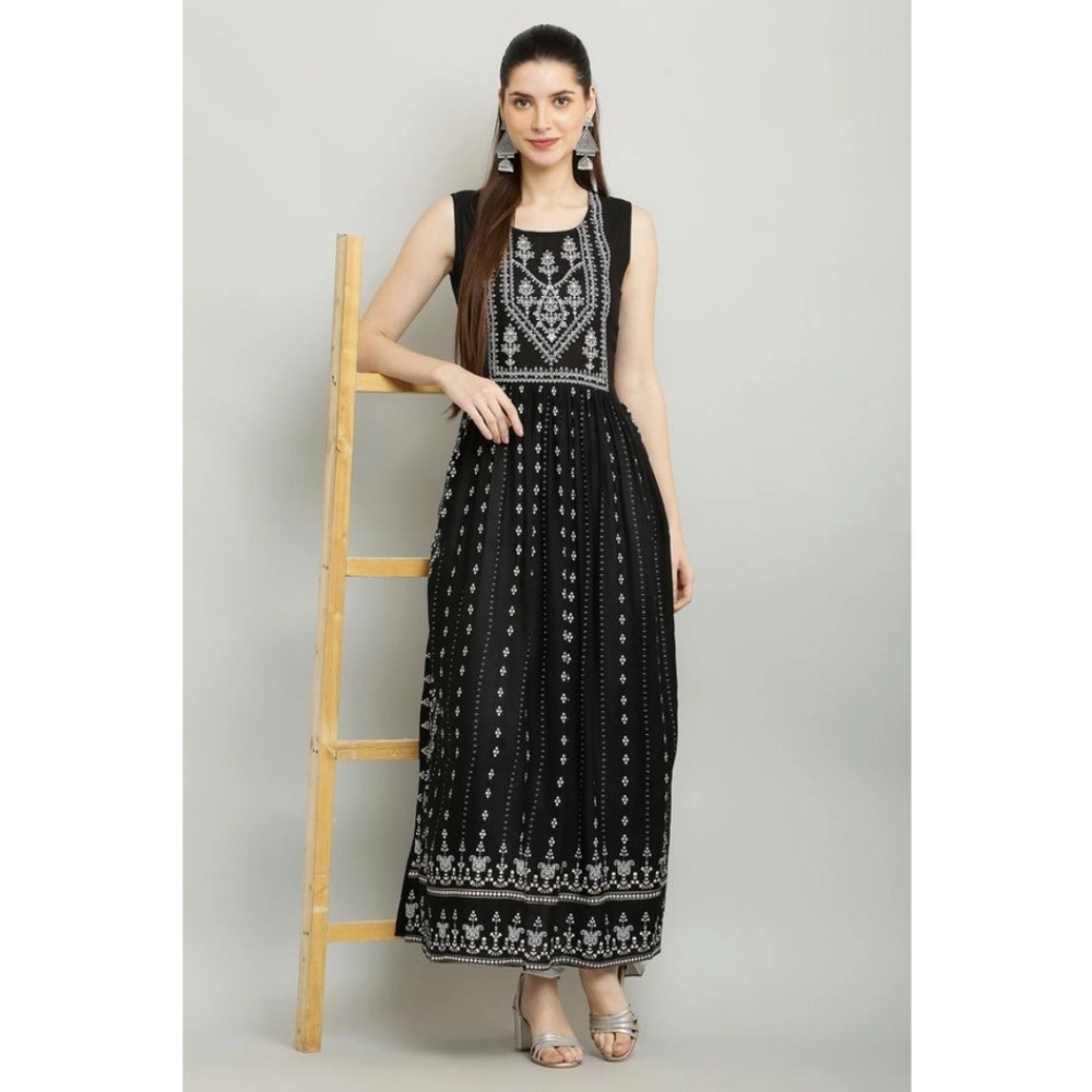 generic women's casual rayon sleeveless kurti (black) generic women's casual rayon sleeveless kurti (black)