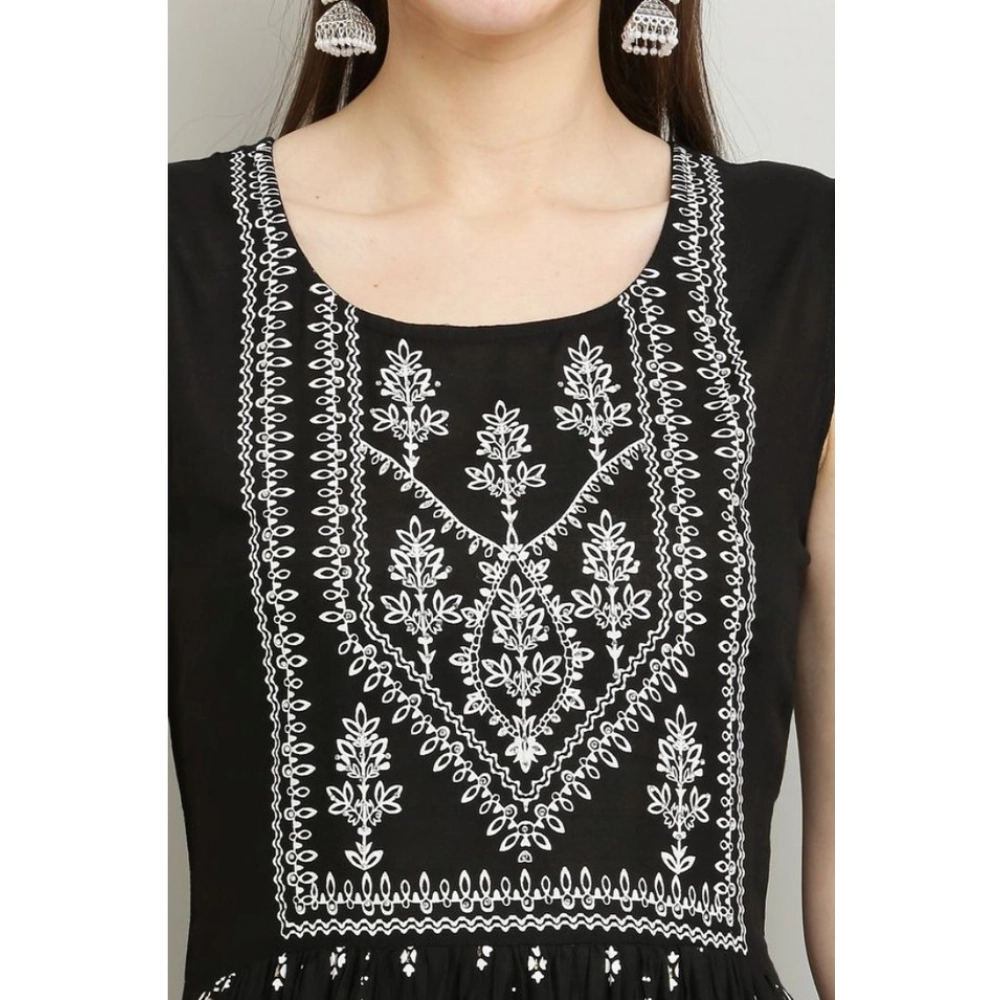 generic women's casual rayon sleeveless kurti (black) generic women's casual rayon sleeveless kurti (black)