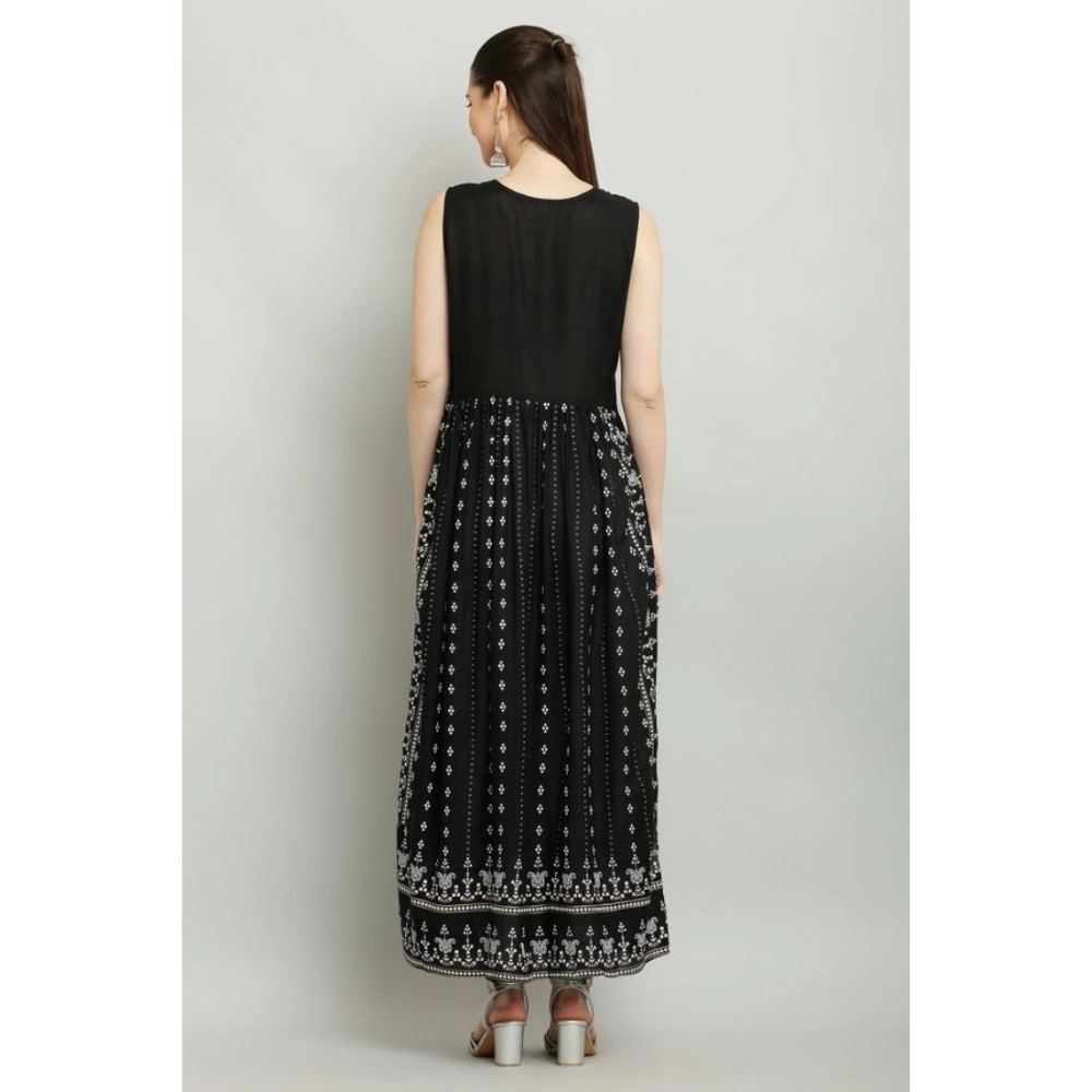 generic women's casual rayon sleeveless kurti (black) generic women's casual rayon sleeveless kurti (black)