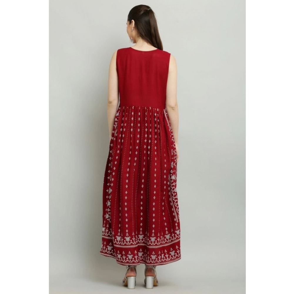 generic women's casual rayon sleeveless kurti (maroon) generic women's casual rayon sleeveless kurti (maroon)