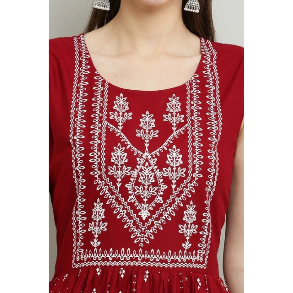 generic women's casual rayon sleeveless kurti (maroon) generic women's casual rayon sleeveless kurti (maroon)