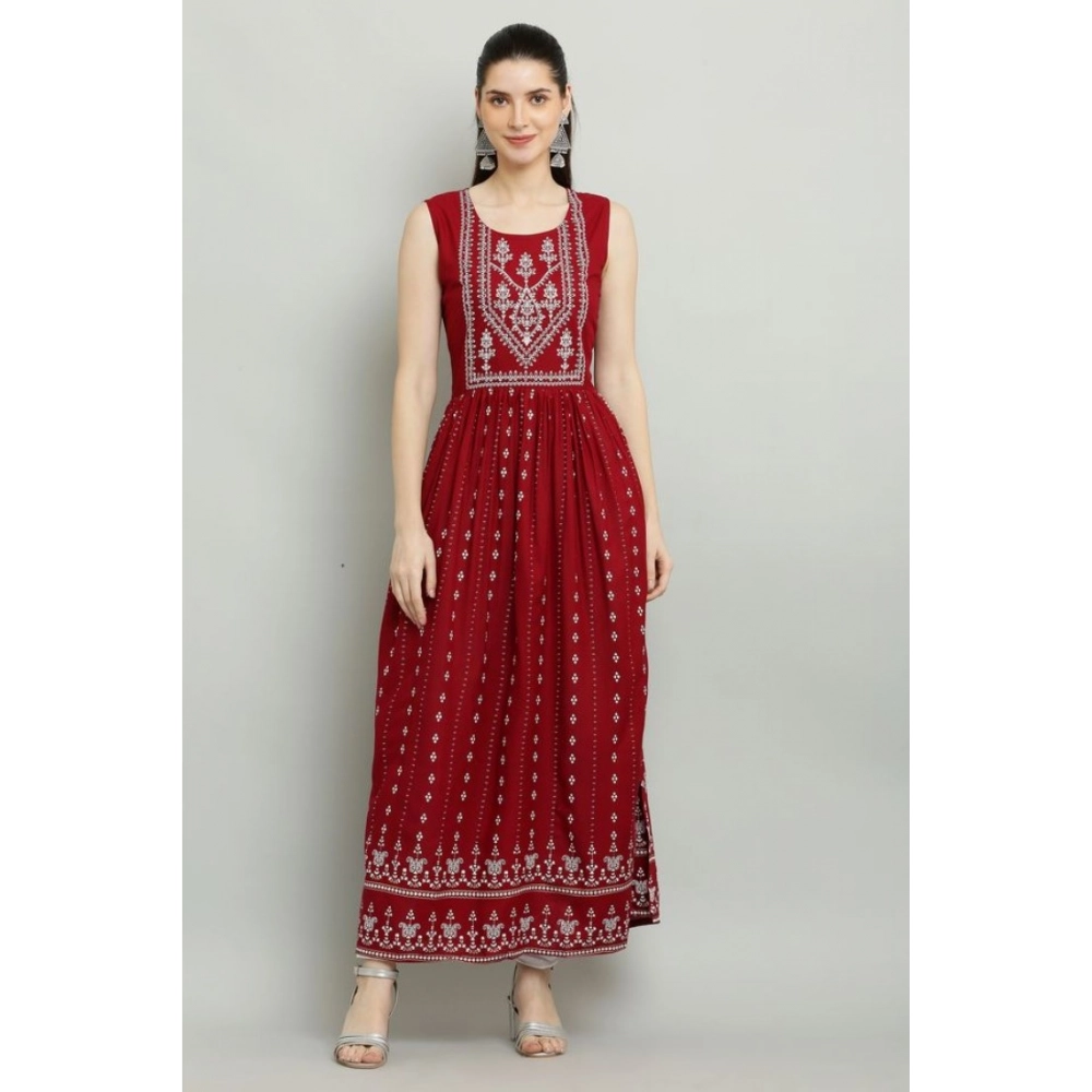 generic women's casual rayon sleeveless kurti (maroon) generic women's casual rayon sleeveless kurti (maroon)