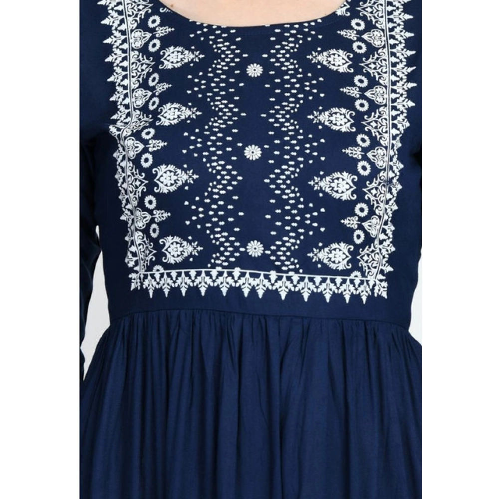 generic women's casual rayon 3 4th sleeves kurti (blue) generic women's casual rayon 3 4th sleeves kurti (blue)
