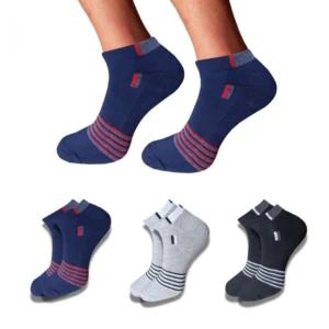 generic 3 pair set unisex casual cotton striped ankle length socks (multicolor)