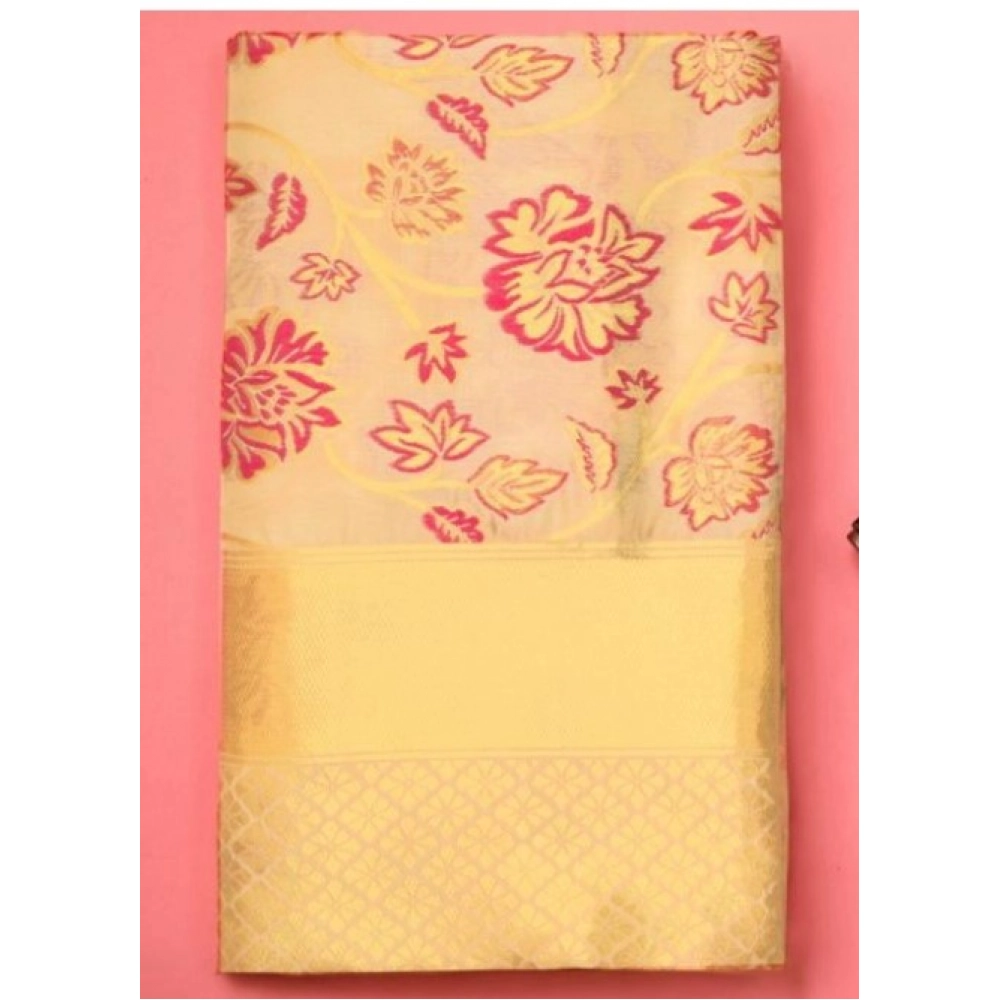 generic women's soft lichi silk printed saree with unstitched blouse 5.5mtr (gold) generic women's soft lichi silk printed saree with unstitched blouse 5.5mtr (gold)