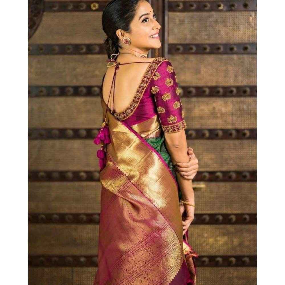 generic women's soft lichi silk printed saree with unstitched blouse 5.5mtr (green) generic women's soft lichi silk printed saree with unstitched blouse 5.5mtr (green)
