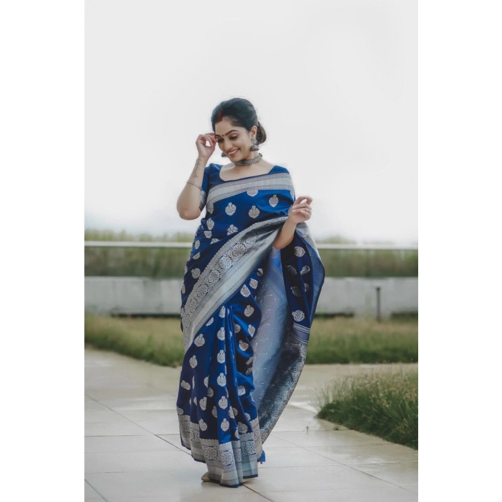 generic women's soft lichi silk printed saree with unstitched blouse 5.5mtr (blue) generic women's soft lichi silk printed saree with unstitched blouse 5.5mtr (blue)