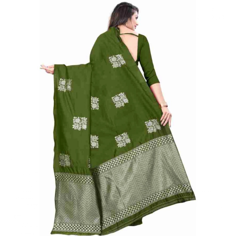 generic women's soft lichi silk printed saree with unstitched blouse 5.5mtr (green) generic women's soft lichi silk printed saree with unstitched blouse 5.5mtr (green)