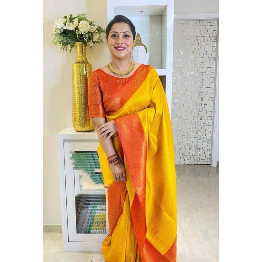 generic women's soft lichi silk printed saree with unstitched blouse 5.5mtr (mustard ) generic women's soft lichi silk printed saree with unstitched blouse 5.5mtr (mustard )