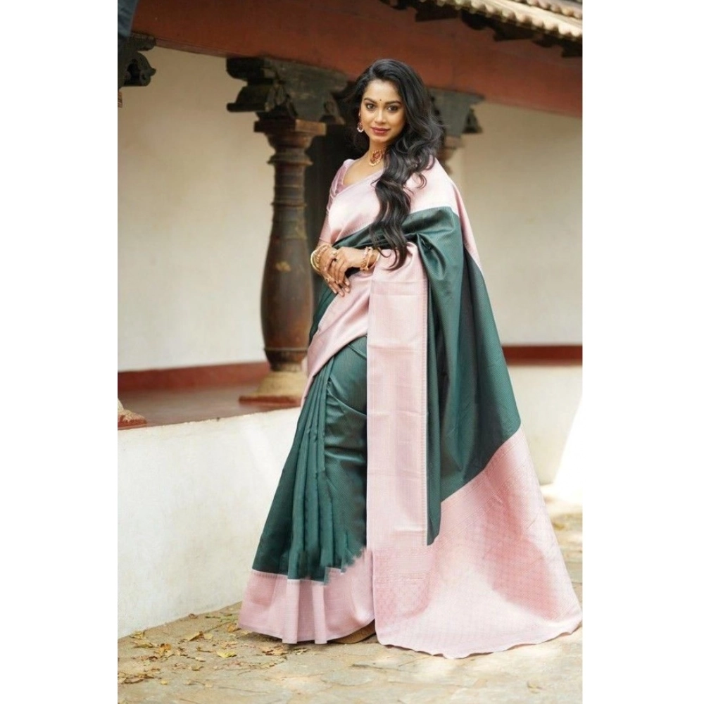 generic women's soft lichi silk printed saree with unstitched blouse 5.5mtr (green) generic women's soft lichi silk printed saree with unstitched blouse 5.5mtr (green)