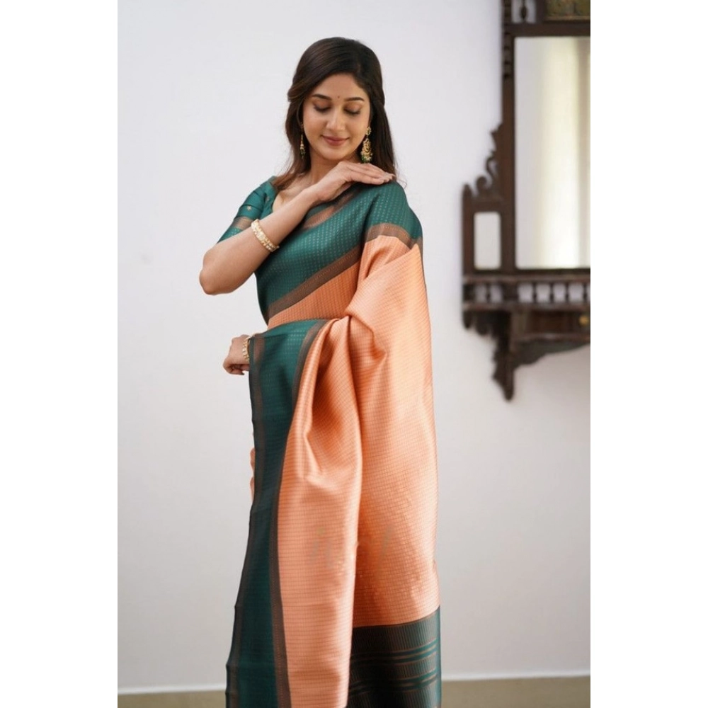 generic women's soft lichi silk printed saree with unstitched blouse 5.5mtr (orange) generic women's soft lichi silk printed saree with unstitched blouse 5.5mtr (orange)