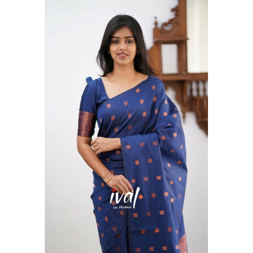 generic women's soft lichi silk printed saree with unstitched blouse 5.5mtr (blue) generic women's soft lichi silk printed saree with unstitched blouse 5.5mtr (blue)