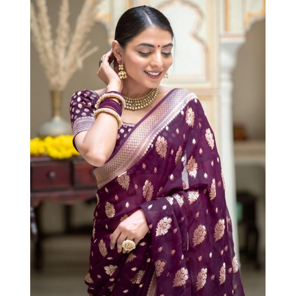 generic women's soft lichi silk printed saree with unstitched blouse 5.5mtr (purple) generic women's soft lichi silk printed saree with unstitched blouse 5.5mtr (purple)