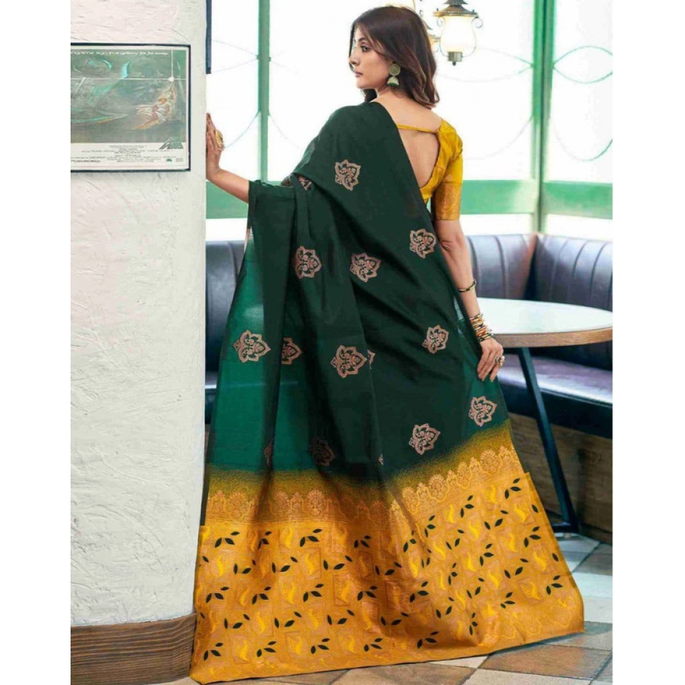 generic women's soft lichi silk printed saree with unstitched blouse 5.5mtr (green) generic women's soft lichi silk printed saree with unstitched blouse 5.5mtr (green)