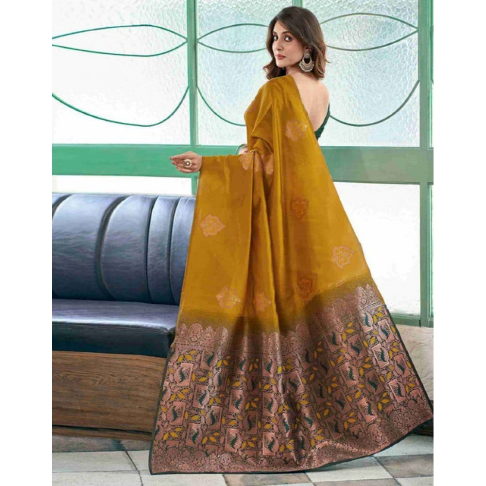 generic women's soft lichi silk printed saree with unstitched blouse 5.5mtr (mustard ) generic women's soft lichi silk printed saree with unstitched blouse 5.5mtr (mustard )