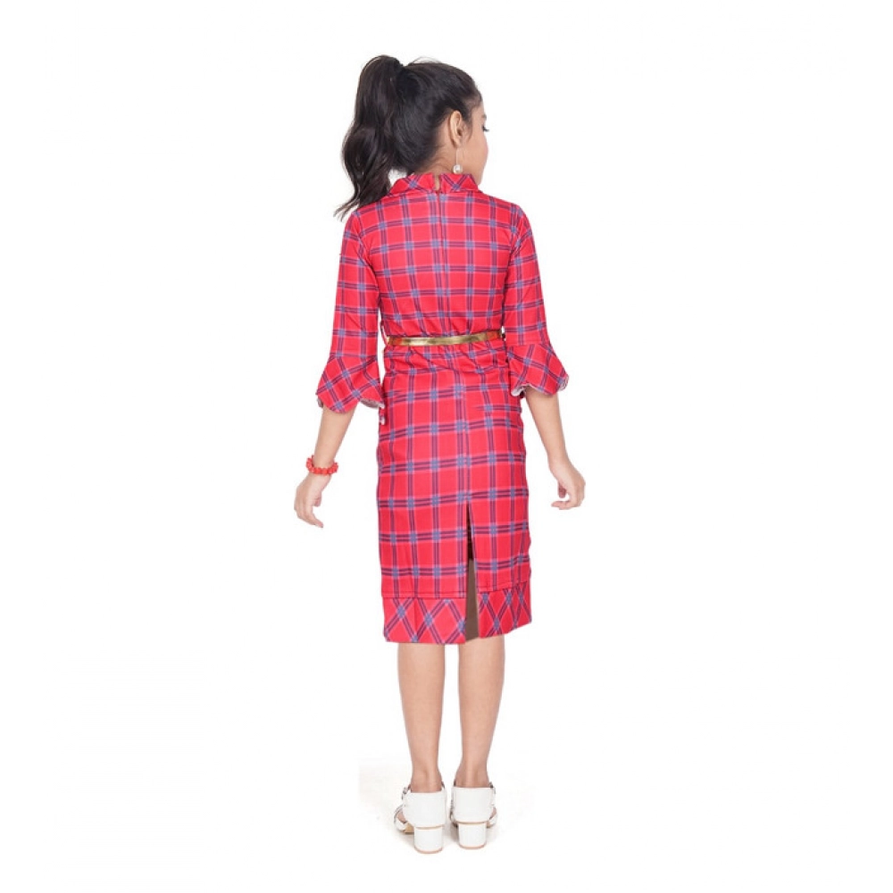generic girl's knitted printed 3/4 th sleeve close neck dress (pink) generic girl's knitted printed 3/4 th sleeve close neck dress (pink)