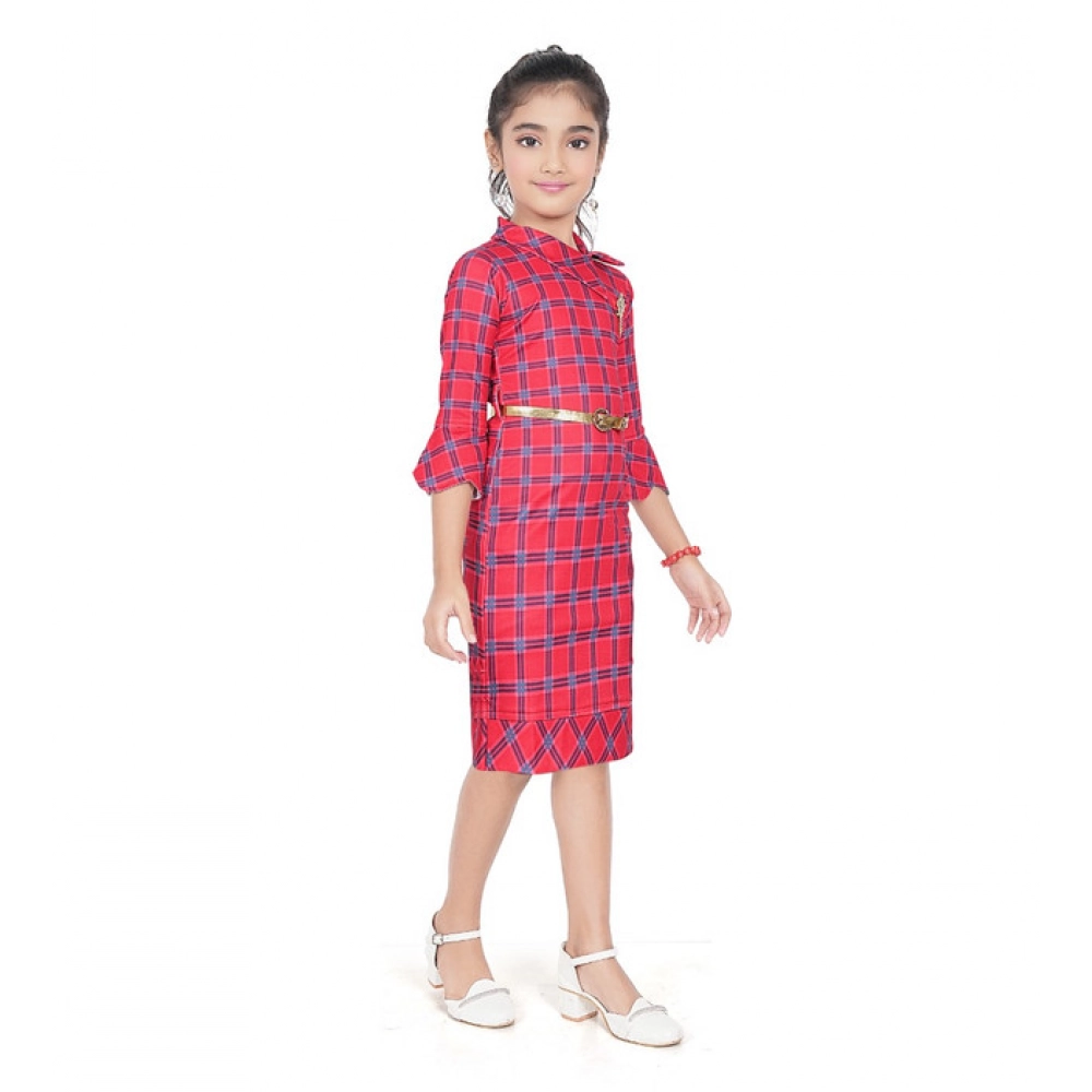generic girl's knitted printed 3/4 th sleeve close neck dress (pink) generic girl's knitted printed 3/4 th sleeve close neck dress (pink)