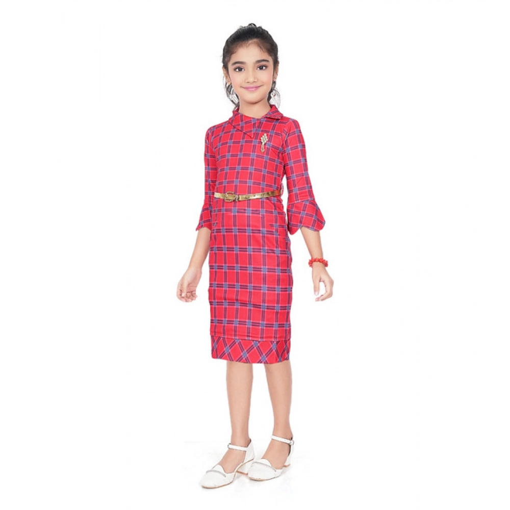 generic girl's knitted printed 3/4 th sleeve close neck dress (pink) generic girl's knitted printed 3/4 th sleeve close neck dress (pink)
